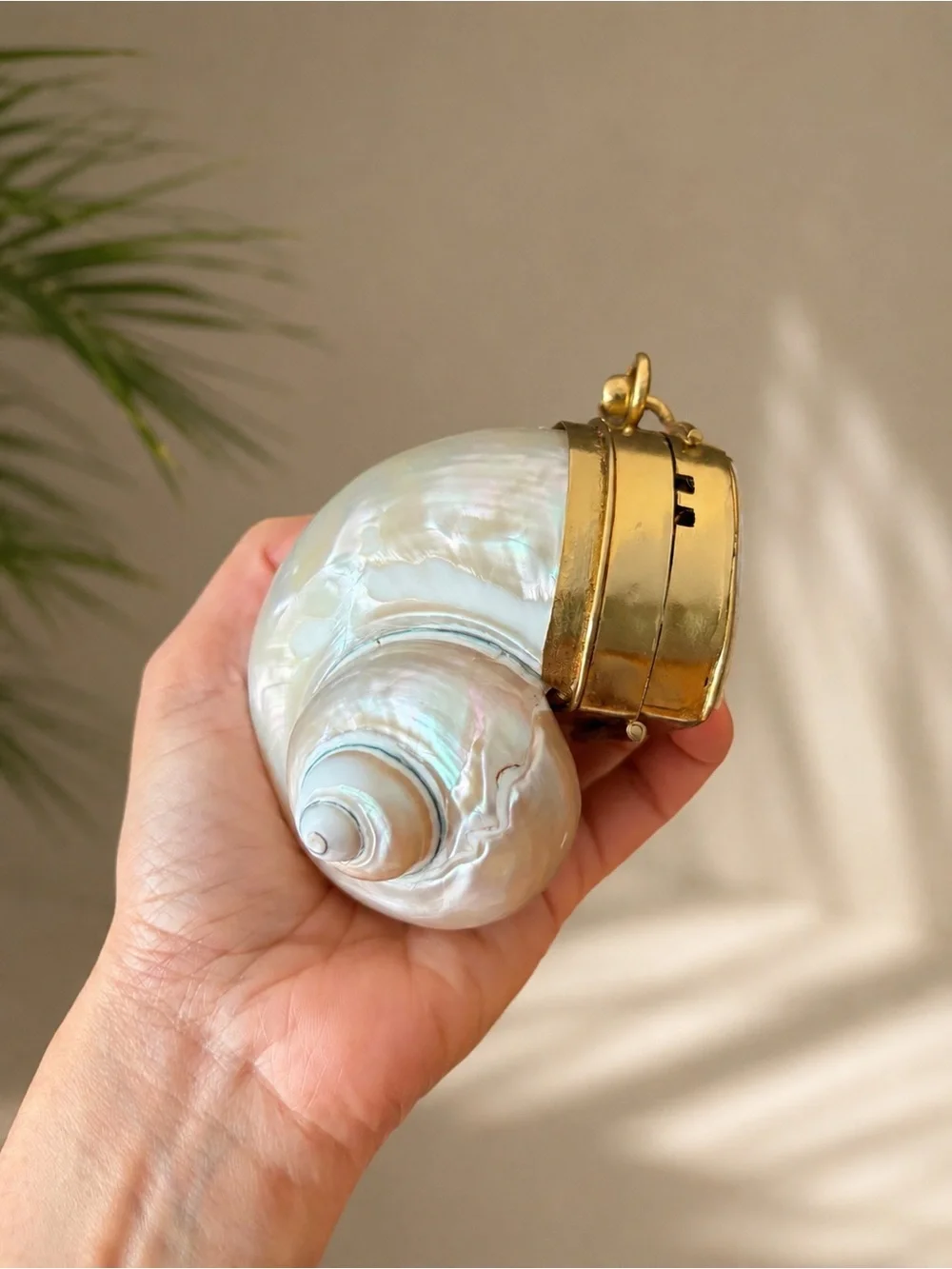 Gold and Cream Shell Clutch